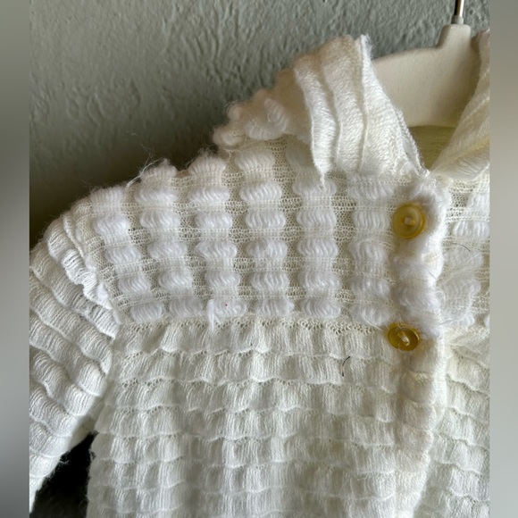 Vintage white hooded cardigan 12 months - Picture 3 of 5